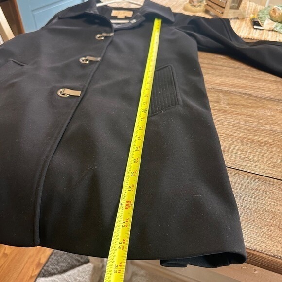 Michael Kors Black Jacket Silver Hardware Classic Pea Coat Womens Size M - Picture 6 of 10